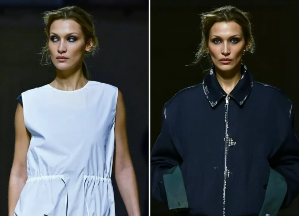 Белла Хадид вернулась на подиум: 4 лаконичных образа с показа Prada в Милане